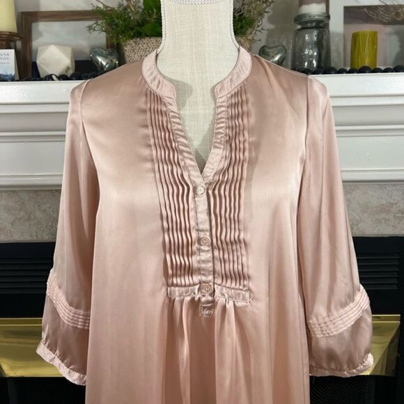 H&m Light Satin Blush Prairie Style Dress - Picture 2 of 14